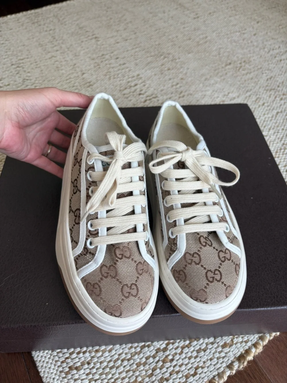 GUCCI GG Canvas Low-Top Platform Sneakers Women’s US 7.5 Tennis Track Style - Picture 13 of 13